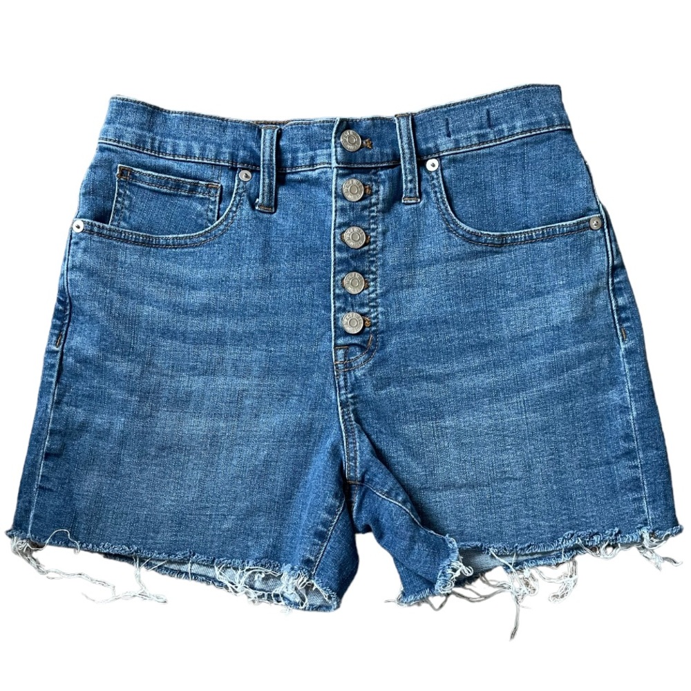 Madewell High-Rise Exposed Button Front Denim Shorts